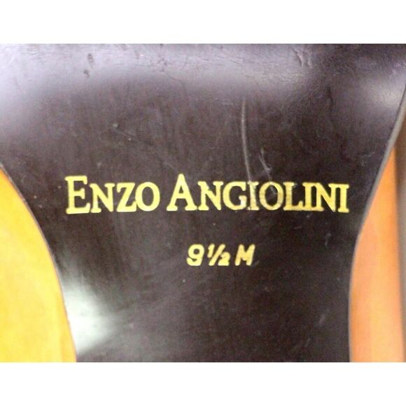 Enzo Angiolini BROWN REAL LEATHER HIGH HEEL ROUND TOE CLASSIC PUMP SHOES Sz 9.5M - Picture 10 of 11